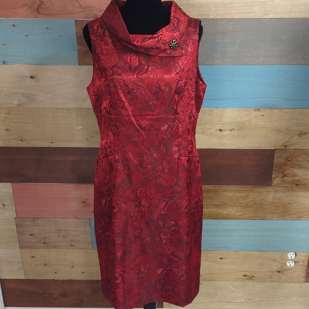Elegant Red Floral Midi Dress